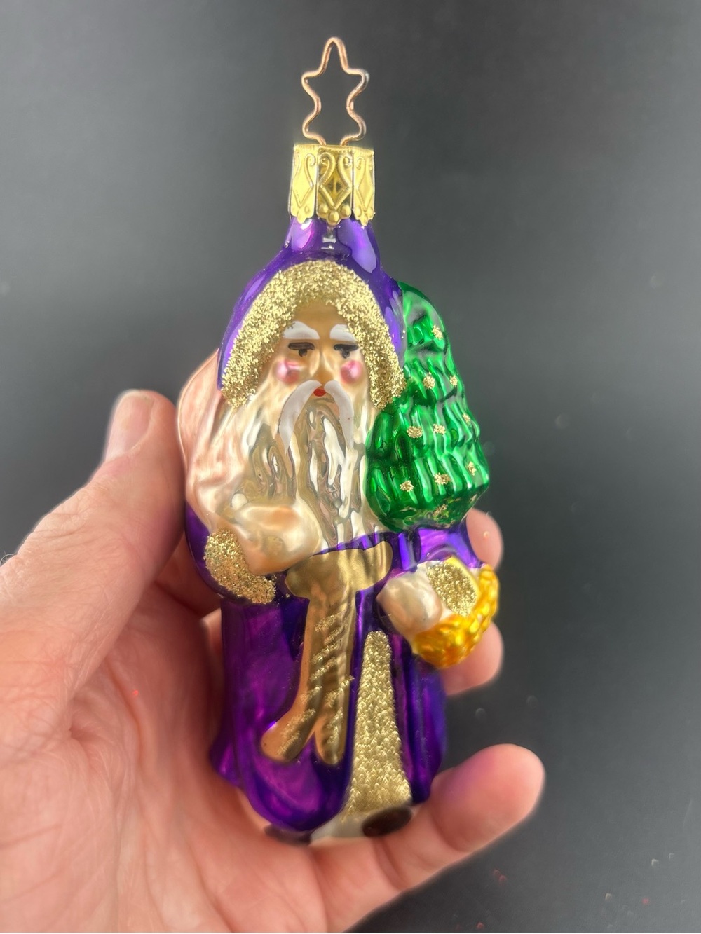 Vintage Inge-Glas Germany Purple Royal Saint Nicholas Glass Ornament Retired